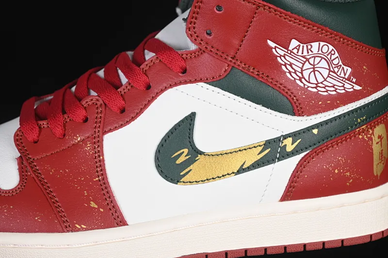 All Categories Air Jordan Jordan Series Basketball Shoes Air Jordan 1 Mid Air Jordan 1 Mid AJ1 Joe 1 Year of the Horse Limited Chinese Cultural Leisure Sneakers DQ8426-105